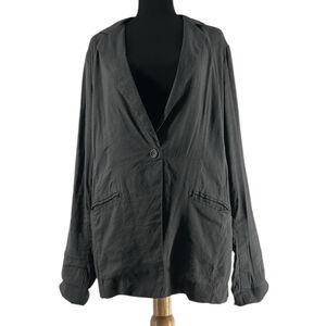 Eileen Fisher Graphite Gray Linen Viscose blazer Shaped Jacket lagenlook sz 12